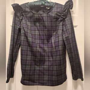 J Crew Tartan Plaid Blouse XXSmall NWOT